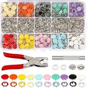 AIMALL 200 Sets Snaps Fasteners Sewing Buttons Metal Press Studs Tools Kit Plier Snap