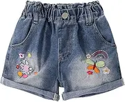 [Generic] Child Breathable Short Pants The Children's Baby Boys Girls Toddler Chambray Jeans Shorts Butterfly Print Jeans Shorts For 2 To 7 Years