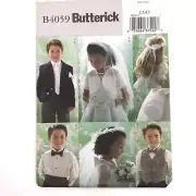 Butterick Pattern 4059 READ Flower Girl Ring Bearer Vest Veil Tie 2-5 UNCUT