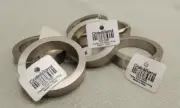 Crate & Barrel Round Pewter Napkin Rings Solid Heavy 6-pc Classic style NOS