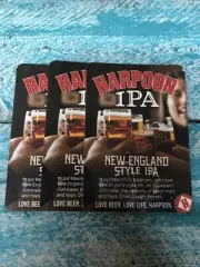HARPOON IPA, NEW ENGLAND IPA Beer COASTER, Mat, MASSACHUSETTS & VERMONT Lot Of 3