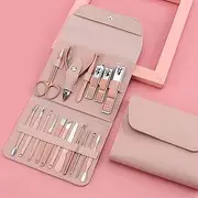 Nail Clipper Set Manicure Tools Stainless Steel Rose Gold 19-Piece Pedicure Knife Chrysanthemum Pliers Nose Hair Clipper Nail Art