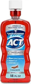 ACT Anticavity Zero Alcohol Fluoride Mouthwash 18 fl. oz., With Accurate Dosing Cup, Cinnamon