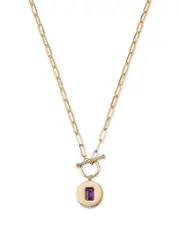 Bloomingdale's Fine Collection 14K Yellow Gold Amethyst Disc Pendant Necklace, 16