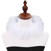 Ruffle Layered Mesh Faux Collar with Ties Bows Shawl for Historical Reenactments