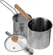 HOMOBABE 1Set Stainless Steel Deep Fryer Pot Cooking Frying Pot with Lid Frying Basket Food Tongs Deep Fryer for Convenient Home Cooking Breakfast Preparation