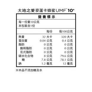 【Bionuture大地之愛】麥蘆卡蜂蜜UMF10+ 10g隨身包