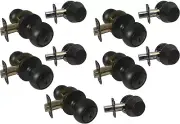 5 Entry Entrance w Deadbolt Black Door Lock Locks Knob round knobs Same Keyed