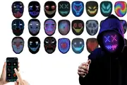 Face Transforming LED Mask Luminous Bluetooth Programmable Light Up Halloween Christmas Mask