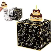TuoYi Pull Money Box, Birthday Cash Gift Pull Surprise Set, Black/Gold, Modern Style, Adults & Children (Birthday Gift Givers/Receivers), Female