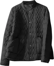 Morakot Women Cotton Diamond Jacket Winter 2023 Vintage Skimpy Classic Quilted Coats Warm Puffer Jackets Button Down Trendy Black Medium