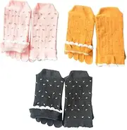 [WRITWAA] 3 Pairs Mid-calf Toe Socks Women Black Socks Black Socks Winter Toe Socks Casual Toe Socks Casual Socks Socks -tube Socks Yoga Toe Socks Cute Socks Women Socks Cotton