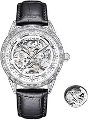 [DAXIAOYU] Men Automatic Mechanical Watch Hollow Carved Stainless Steel Carved Shell Design Waterproof Leather Watch Relogio Masculino