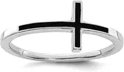 [JewelryWeb] 925 Sterling Silver Polished Artisan Oxidized Sideways Religious Faith Cross Ring Band Style-Ring for Women