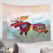 Native American Animal Art Painted Moose Tapestry