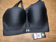 $55 NWT Under Armour Women's Warp Knit High Sports Bra, Black, 38DD