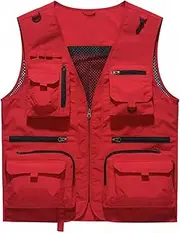 [QtthZZr] Men's Multi-Pocket Vest Summer Outdoor Breathable Gilet Multifunctional Fishing Travel Waistcoat Sleeveless Jacket