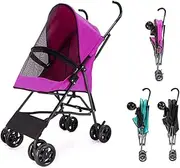 Small Pet Dog Stroller Umbrella Structure Lightweight Dog Prams Pushchairs for Small Dogs, Dog Strollers for Small Dogs, Pet Stroller Dog Pram Carrier for Cats Puppy & Kitten(Purple a)