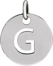 [JewelryWeb] 925 Sterling Silver Letter Name Personalized Monogram Initial G 10mm Polished Initial Disc Pendant Necklace-Pendant for Women
