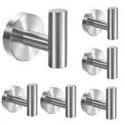 Interbath Towel Hooks Round Bathroom Robe Hook+Towel in Brushed Nickel (6-Pack)
