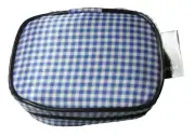 Pill Box, 8 Compartments, Gingham Fabric Case By DM Merchandising, Brand New