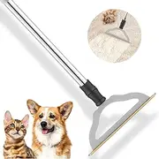 HIMODA Pet Hair Remover for Carpet, Long Handle Carpet Rake for Dog & Cat Hair Removal, Reusable Fur Brush & Lint Remover, Metal Broom, Large