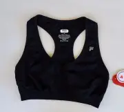 NWT FILA Sport Black Running work out women's Athletic Sports BRA Sz XS 0/2