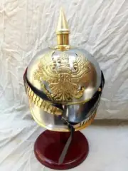 ANTIQUE GERMAN FR BADGE PICKELHAUBE STEEL & BRASS PRUSSIAN MILITARY SPIKE HELMET