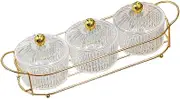 Food Storage Organizer Plate Multifunctional Decoration with Rack, Appetizer Tray Snack Dishes Snack Serving Tray for Candy Snack Nut, Clear 6 Bowls/159(Color:Clear 3 Bowls)