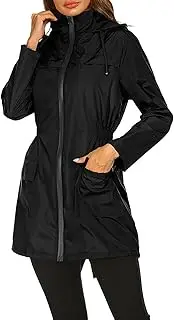 [Generic] Hooded Rain Wear Jacket for Women Lightweight Waterproof Raincoat with Pockets