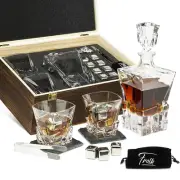 Whiskey Decanter and Stones Gift Set for Men - Whiskey Decanter, 2 Rocks Whis...