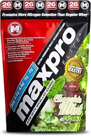 Max Muscle Maxpro Elite Premium Multi-Sourced Protein | Bcaas, Micellar Casein, Cold Filtered Whey Isolate and Concentrate | Promotes Muscle Growth, Strength and Recovery (Chocolate Mint, 2 lb)