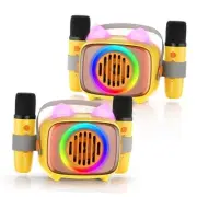 Karaoke Machine for Kids, Mini Portable Bluetooth Speaker with 2 Wireless