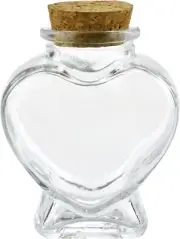 Heart Shaped Glass Jar Favor Bottle with Cork, 3-1/4-Inch, 1-Count