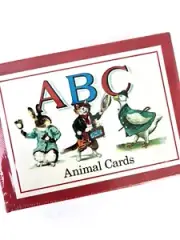 NEW Cavallini ABC Animal Flash Cards Antique Art Dogs Cats Bunny Geese SEALED