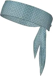 Blue Lattice Sports Strap Double-Sided Headscarf Men's Bow Tie Sports Headscarf Running Yoga Exercise Headband