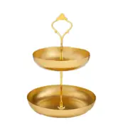 Nordic Double Layer Metal Desktop Storage Tray Cosmetics Jewelry Organizer Display Rack Home Fruit Snack Plate Sundries Holder