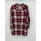 Catherines Womens Top Size 3X Boho Plaid Mixed Print Button Down Cottagecore
