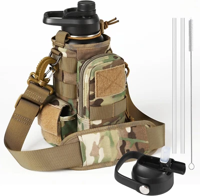 32 Oz Insulated Water Bottle - Stainless Steel Tactical Flask with Straw Lid