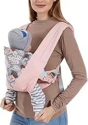 FEOYA - Baby Carrier Portable Ergonomic Sleepy Sling Wrap Newborn to Toddler Front and Backpack with Multifunctional Cross Back Strap Easy Wear for 0-36 Month Green Black Pink Grey One Size