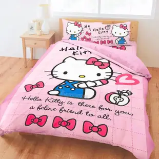 【享夢城堡】單人床包涼被三件組(HELLO KITTY 小時光-粉)