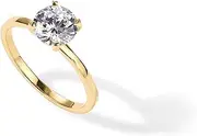 [PAVOI] 18K Sterling Silver Gold Round Cut Solitaire 1.5 CT Moissanite Engagement Ring for Women | Wedding Band | Promise Ring