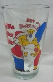 The Simpsons CHRISTMAS "MEET ME UNDER THE MISTLETOE" PINT DRINKING GLASS NEW