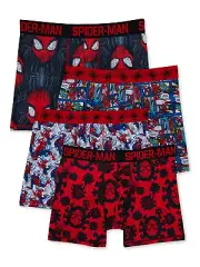 Marvel Boys Spider Man Boxer Briefs Underwear, 4 Pack, Sizes XS-XL