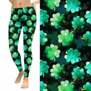 Clover Shamrock St. Patrick's Day Watercolor Women's Leggings TC Plus Size 12-18