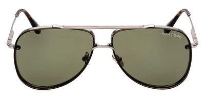 Tom Ford FT1071 Leon Sunglasses Men Shiny Light Ruthenium 62mm
