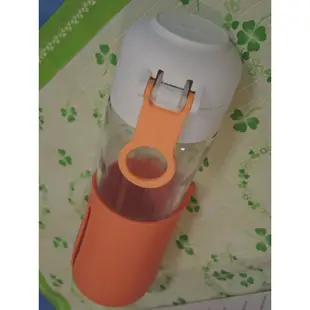 韓國 GLASSLOCK IJ937 陽光橙 帶矽膠護套 金屬茶網 玻璃水杯 運動 水杯  隨手杯 橘色 500ml