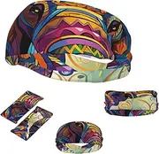 FJWSLCH Colorful Elephant Headbands for Women Men Non Slip Workout Sweatbands Adjustable Sports Hair Bands Elastic Head Bands Moisture Wicking Hairband for Running, Cycling, Yoga, Spa