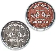 Viking Revolution Mustache Wax 2 Pack - Beard & Moustache Wax for Men - Strong Hold Helps Train Tame & Style (Citrus & Sandalwood, 2 pack)
