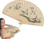 [Generic] Folding Hand Fan - Japanese Vintage Handheld Fan with Tassel - Smooth Action for Hot Days Cooling Traditional Cultural Lovers Dancing Props for Birthday